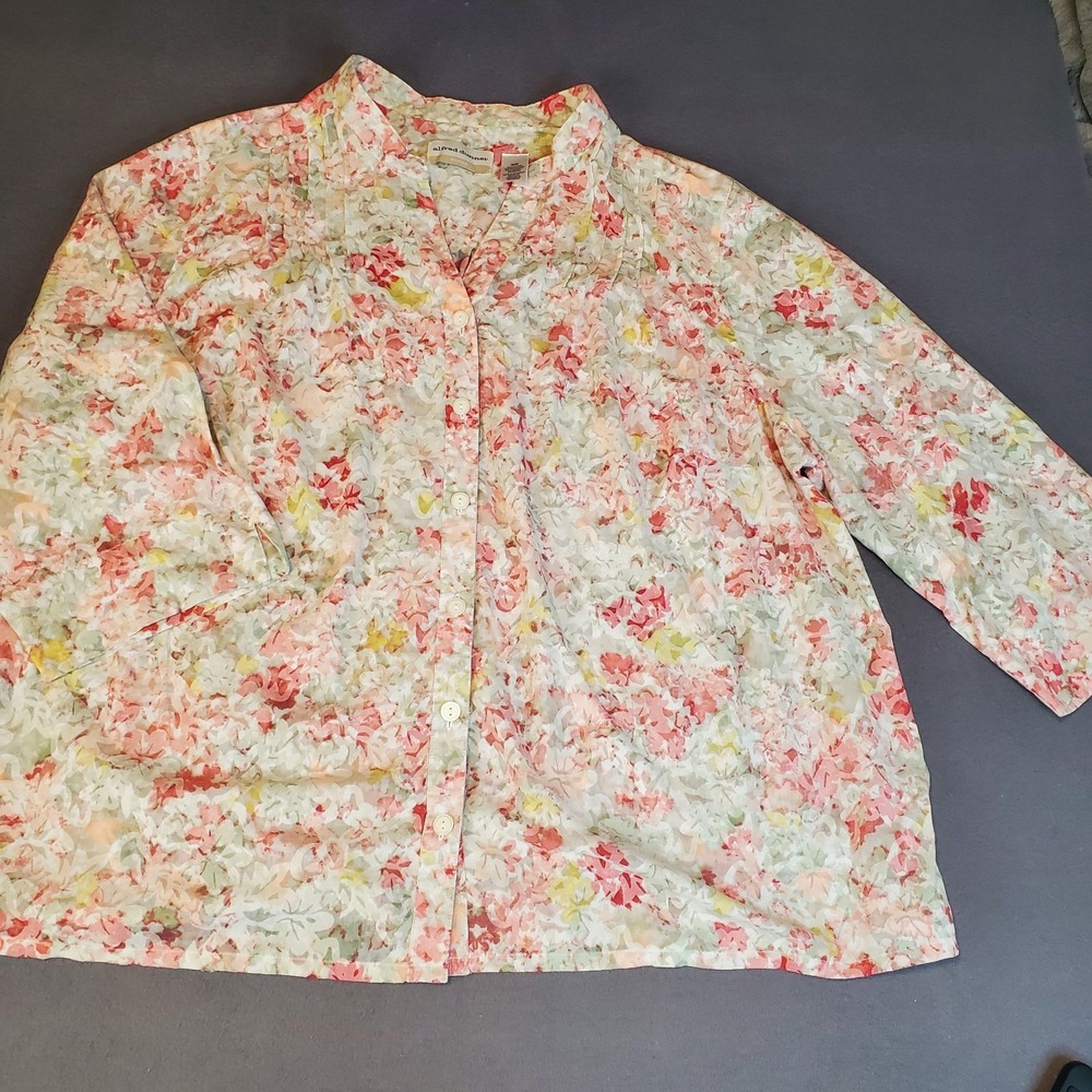 Alfred Dunner Woman Plus Size 24W Floral 3/4 Sleeve Lightweight‎ Blouse